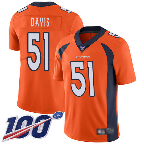 Men Denver Broncos #51 Todd Davis Orange Team Color Vapor Untouchable Limited Player 100th Season Football NFL Jersey->denver broncos->NFL Jersey
